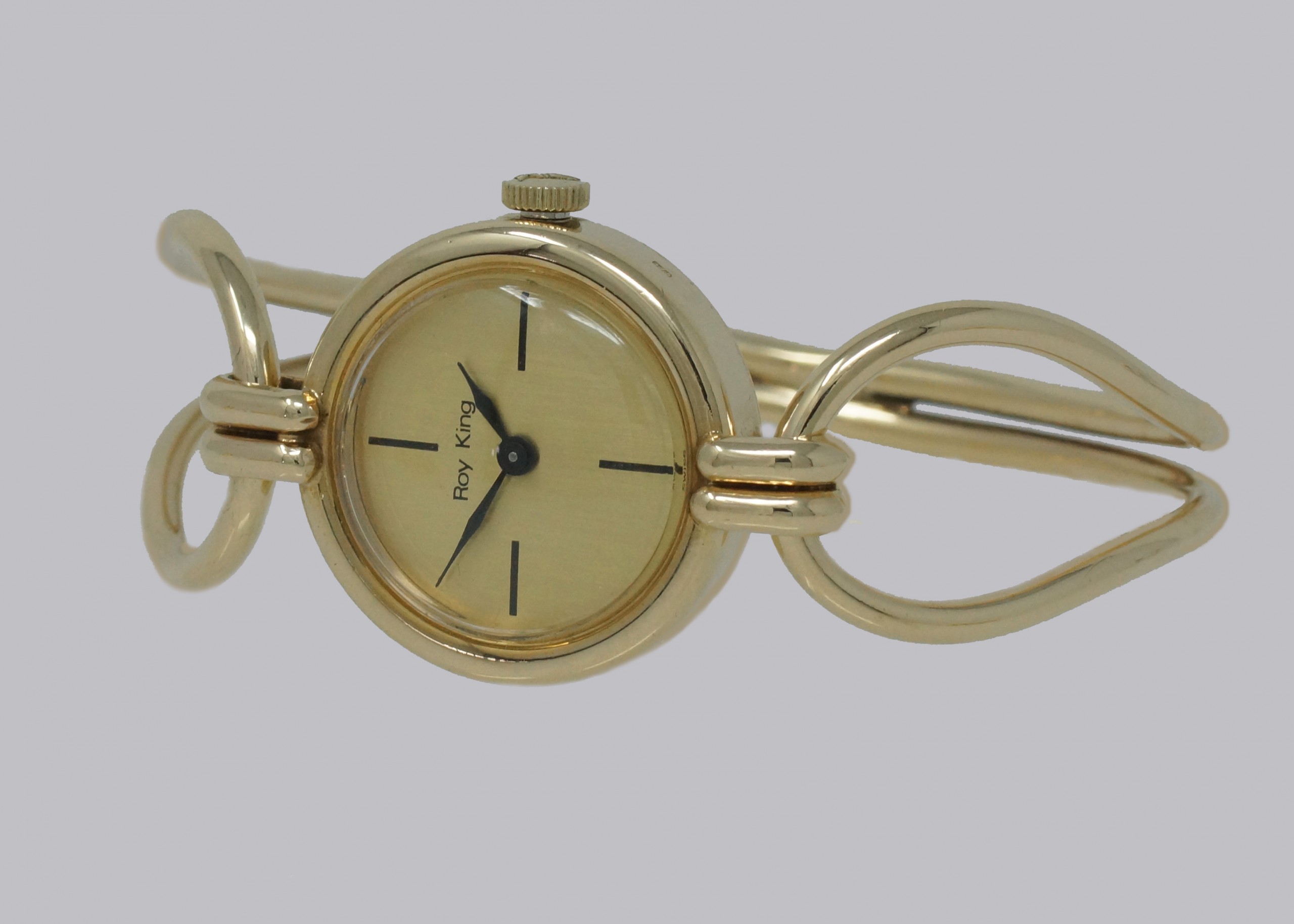 Vintage Roy King 9ct Gold Bangle Watch - The Chelsea Bijouterie