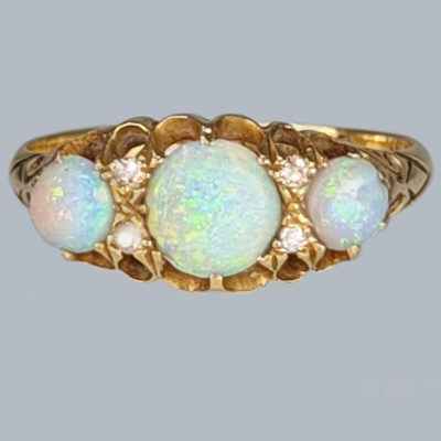 Vintage Promise Ring Inlaid Opal Beautiful Sunset Colors - Temu