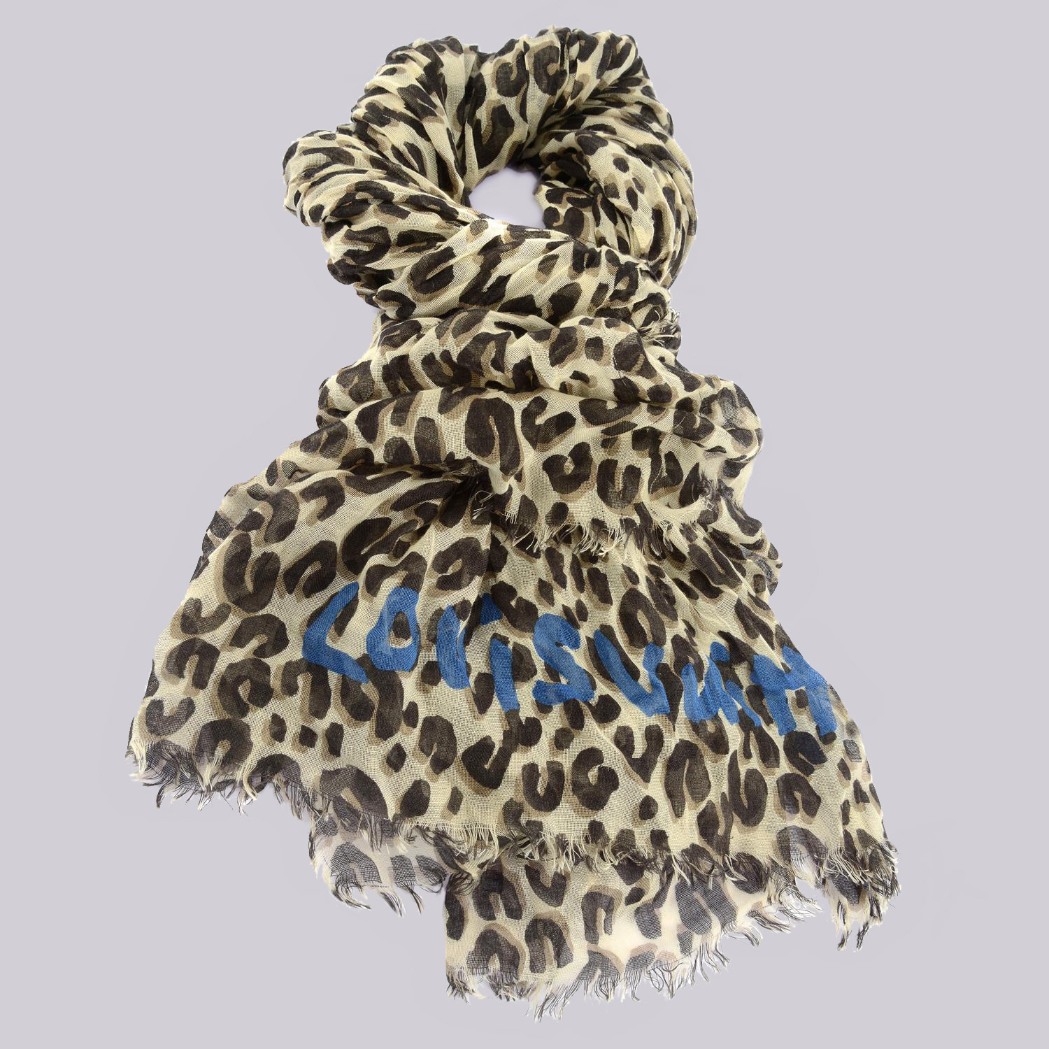 Louis Vuitton Monochrome Leopard Print Cashmere and Silk Shawl