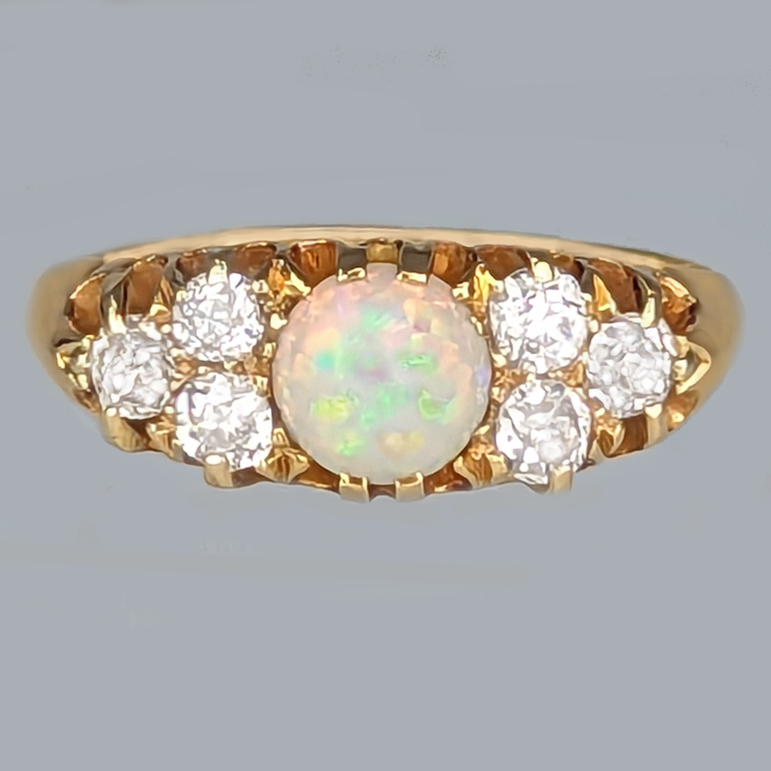 Victorian Opal & Diamond Three Stone Antique Ring – Erstwhile Jewelry